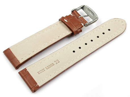 Watch strap - Genuine leather - Croco print - light brown