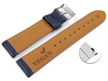 Quick Release Blue Vegan Grain Watch Strap lightly padded 18mm Steel