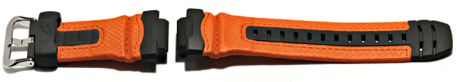 Watch strap Casio f. G-315RL-4AV,rubber grey/Leather orange