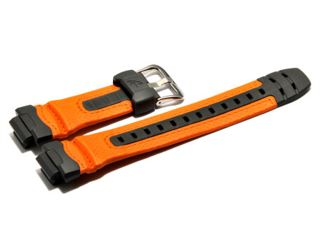 Watch strap Casio f. G-315RL-4AV,rubber grey/Leather orange