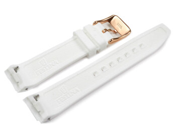 Festina White Watch Strap F20611 with rose gold colored buckle
