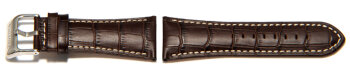 Festina Watch Band for F16235 /  F16234 - Leather - Dark brown - White stitching