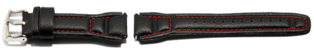 Watch strap Casio f. AQF-102WL-4,Leather,black,red stitch