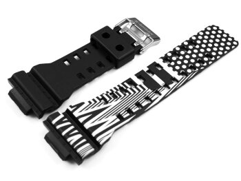 Genuine Casio x Marok Black and White Resin Watch Band GD-120LM-1A