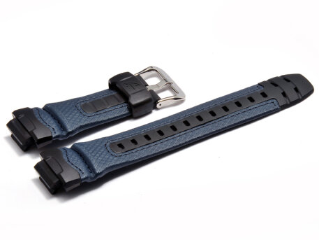 Watch strap Casio f. G-315RL-2AV,rubber grey/Leather blue