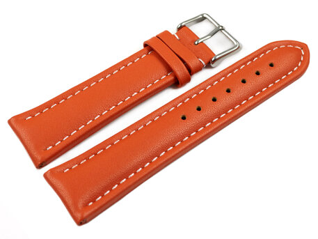 Watch Strap Genuine Leather smooth orange wN 18mm 20mm...