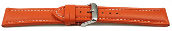 Watch Strap Genuine Leather smooth orange wN 18mm 20mm...