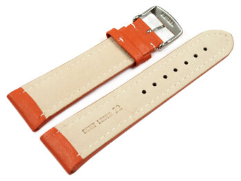 Watch Strap Genuine Leather smooth orange wN 18mm 20mm 22mm 24mm 26mm 28mm