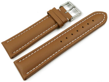 Watch Strap Genuine Leather smooth light brown wN 18mm 20mm 22mm 24mm 26mm 28mm