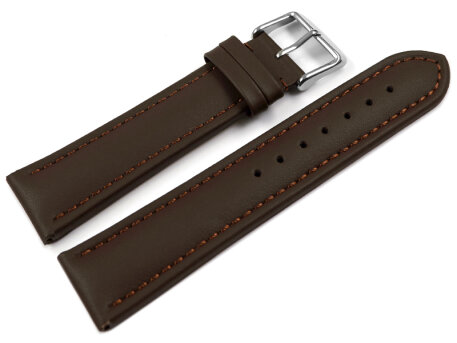 Watch Strap Genuine Leather smooth dark brown 18mm 20mm...