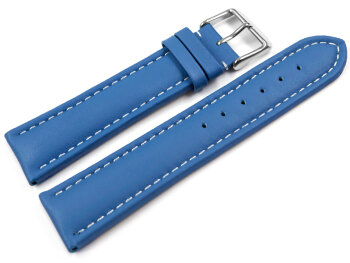 Watch Strap Genuine Leather smooth blue wN 18mm 20mm 22mm...