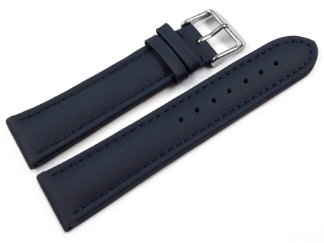 Watch Strap Genuine Leather smooth dark blue 18mm 20mm...