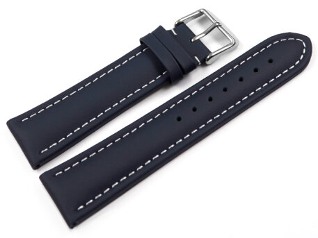 Watch Strap Genuine Leather smooth dark blue wN 18mm 20mm...