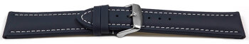 Watch Strap Genuine Leather smooth dark blue wN 18mm 20mm...