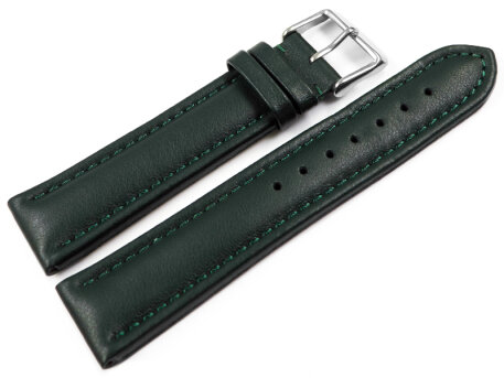 Watch Strap Genuine Leather smooth dark green 18mm 20mm...