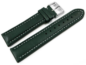Watch Strap Genuine Leather smooth dark green wN 18mm 20mm 22mm 24mm 26mm 28mm