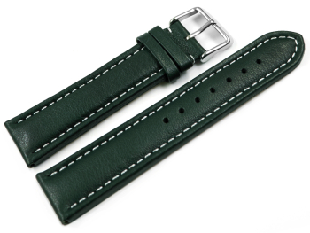 Watch Strap Genuine Leather smooth dark green wN 18mm...