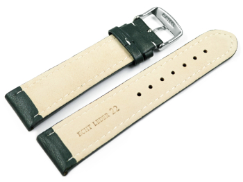 Watch Strap Genuine Leather smooth dark green wN 18mm 20mm 22mm 24mm 26mm 28mm