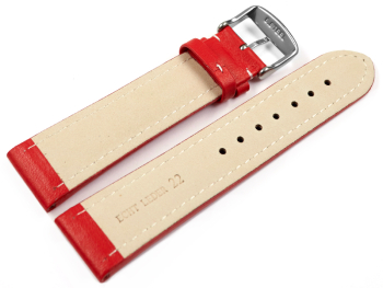 Watch Strap Genuine Leather smooth red wN 18mm 20mm 22mm 24mm 26mm 28mm