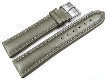 Watch Strap Genuine Leather smooth dark gray wN 18mm 20mm...