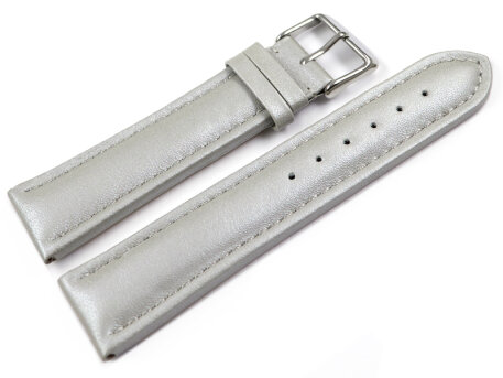 Watch Strap Genuine Leather smooth light gray 18mm 20mm...