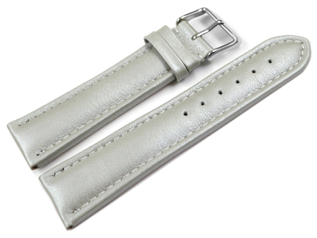 Watch Strap Genuine Leather smooth light gray wN 18mm...