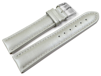 Watch Strap Genuine Leather smooth light gray wN 18mm 20mm 22mm 24mm 26mm 28mm