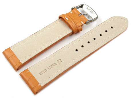Watch strap - Genuine leather - Croco print - orange