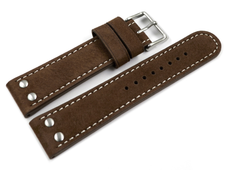 Watch strap - Genuine water buffalo - vintage - brown