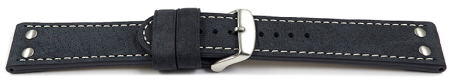 Watch strap - Genuine water buffalo - vintage - blue