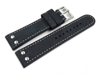 Watch strap - Genuine water buffalo - vintage - blue