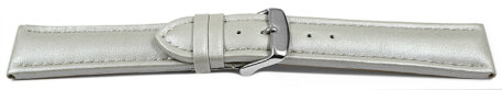 Watch Strap Genuine Leather smooth light gray 18mm Steel