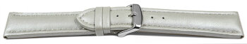 Watch Strap Genuine Leather smooth light gray 18mm Steel