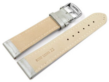 Watch Strap Genuine Leather smooth light gray 18mm Steel