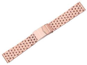 Metal watch band - Stainless steel - polished - Rosé Gold plated - 18,20 mm