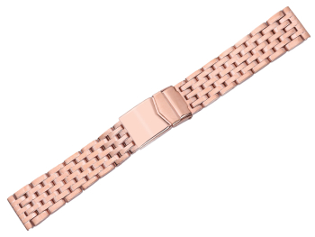 Metal watch band - Stainless steel - polished - Rosé Gold plated - 18,20 mm