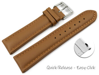 Quick Release Watch Strap Genuine Leather smooth light brown 18mm 20mm 22mm 24mm 26mm
