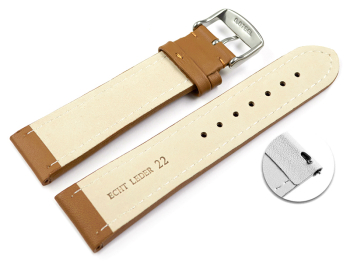 Quick Release Watch Strap Genuine Leather smooth light brown 18mm 20mm 22mm 24mm 26mm