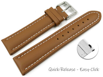 Quick Release Watch Strap Genuine Leather smooth light brown wN 18mm 20mm 22mm 24mm 26mm