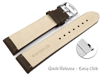 Quick Release Watch Strap Genuine Leather smooth dark brown 18mm 20mm 22mm 24mm 26mm