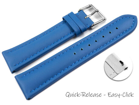 Quick Release Watch Strap Genuine Leather smooth blue...