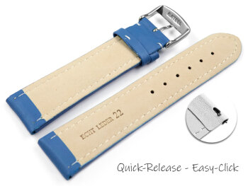 Quick Release Watch Strap Genuine Leather smooth blue wN 18mm 20mm 22mm 24mm 26mm