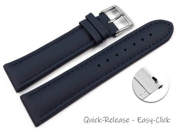 Quick Release Watch Strap Genuine Leather smooth dark blue 18mm 20mm 22mm 24mm 26mm