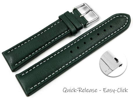 Quick Release Watch Strap Genuine Leather smooth dark...