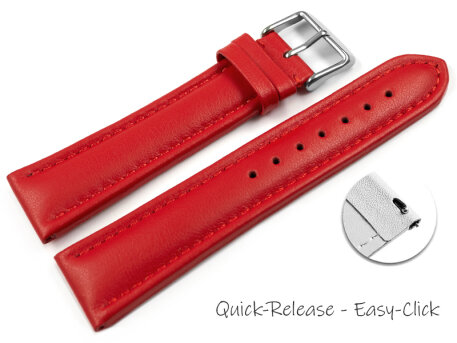 Quick Release Watch Strap Genuine Leather smooth red 18mm...