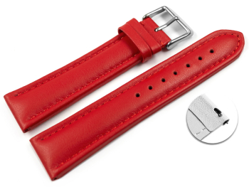 Quick Release Watch Strap Genuine Leather smooth red 18mm...