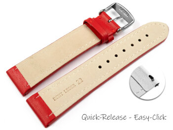Quick Release Watch Strap Genuine Leather smooth red 18mm 20mm 22mm 24mm 26mm
