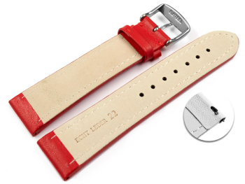 Quick Release Watch Strap Genuine Leather smooth red 18mm 20mm 22mm 24mm 26mm