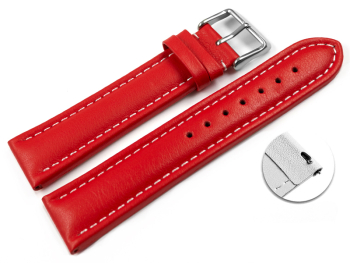 Quick Release Watch Strap Genuine Leather smooth red wN 18mm 20mm 22mm 24mm 26mm