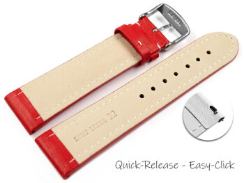 Quick Release Watch Strap Genuine Leather smooth red wN 18mm 20mm 22mm 24mm 26mm